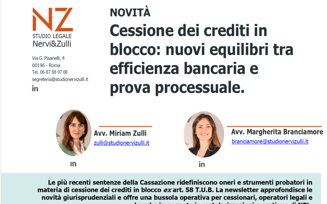 CESSIONE DEI CREDITI IN BLOCCO
