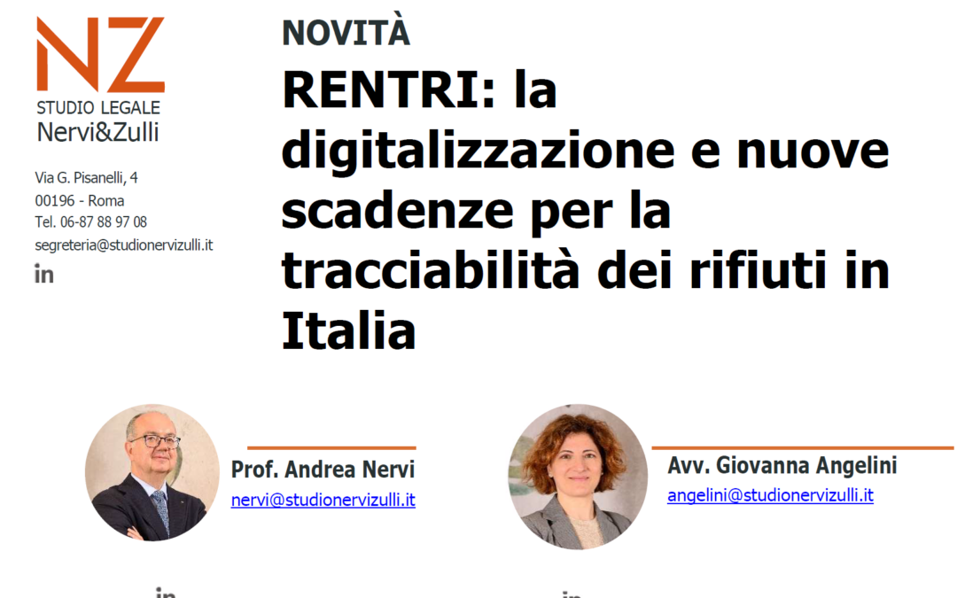 RENTRI - la digitalizzazione e nuove scadenze per la tracciabilità dei rifiuti in Italia